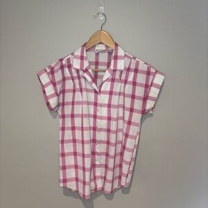 VINTAGE LINNAY Women’s Pink & White Gingham Button‎ Down Shirt Like New Size 8